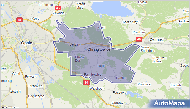 gmina Chrząstowice - powiat opolski na mapie Targeo