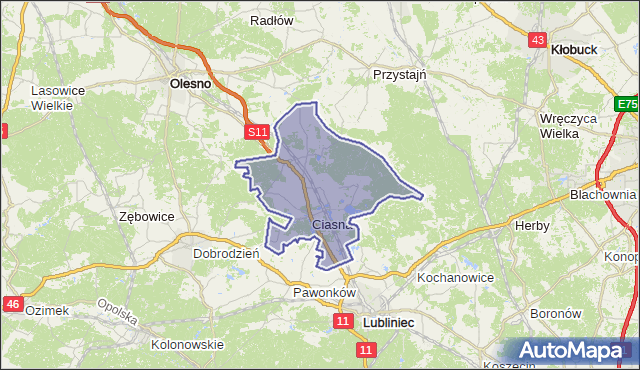 gmina Ciasna - powiat lubliniecki na mapie Targeo