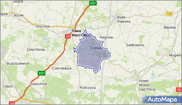 gmina Cielądz - powiat rawski na mapie Targeo
