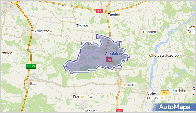 gmina Ciepielów - powiat lipski na mapie Targeo