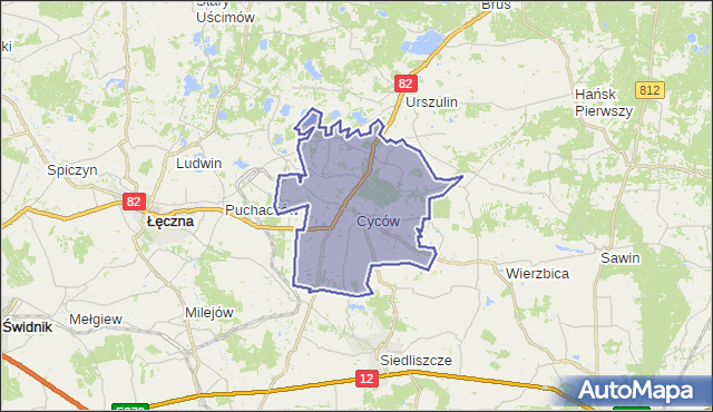 gmina Cyców - powiat łęczyński na mapie Targeo