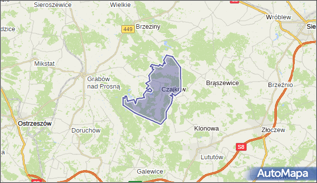 gmina Czajków - powiat ostrzeszowski na mapie Targeo