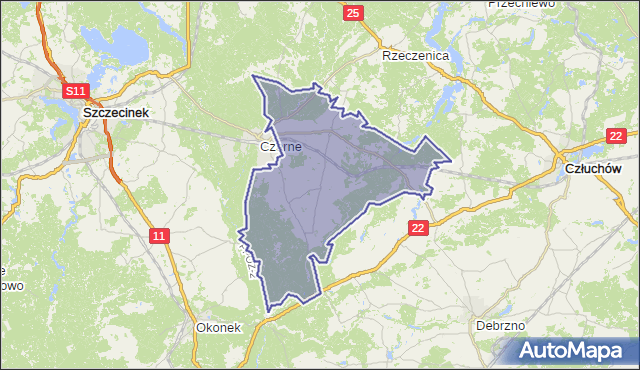 gmina Czarne - powiat człuchowski na mapie Targeo
