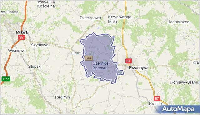 gmina Czernice Borowe - powiat przasnyski na mapie Targeo