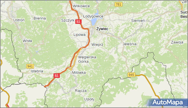 gmina Czernichów - powiat żywiecki na mapie Targeo