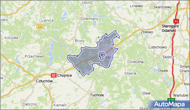 gmina Czersk - powiat chojnicki na mapie Targeo
