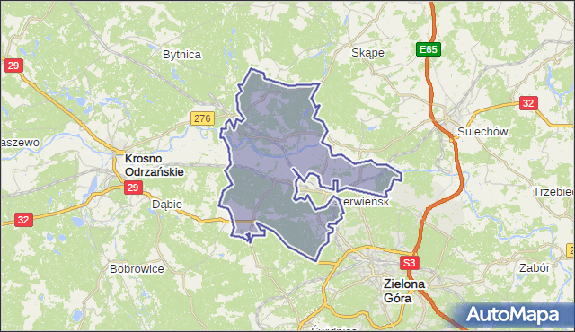 gmina Czerwieńsk - powiat zielonogórski na mapie Targeo