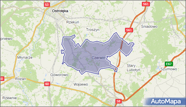 gmina Czerwin - powiat ostrołęcki na mapie Targeo