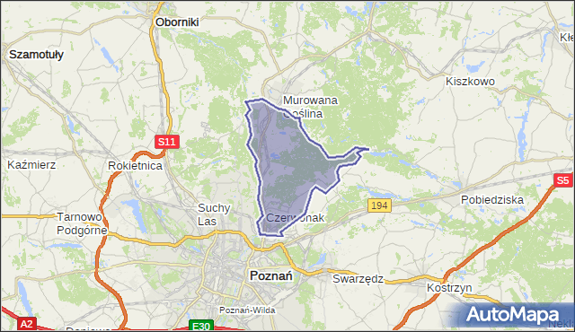 gmina Czerwonak - powiat poznański na mapie Targeo