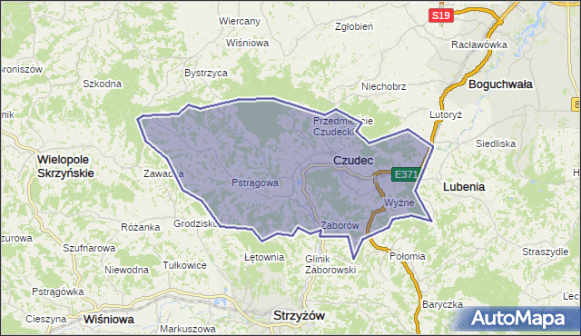 gmina Czudec - powiat strzyżowski na mapie Targeo