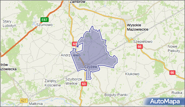 gmina Czyżew-Osada - powiat wysokomazowiecki na mapie Targeo