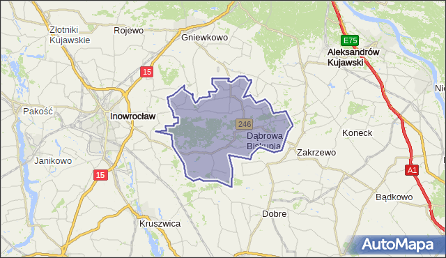 gmina Dąbrowa Biskupia - powiat inowrocławski na mapie Targeo