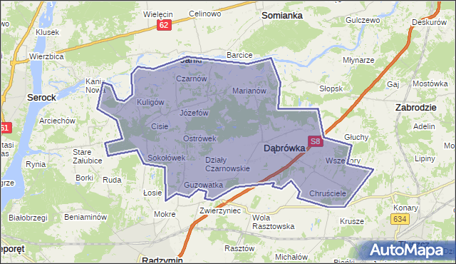 gmina Dąbrówka - powiat wołomiński na mapie Targeo