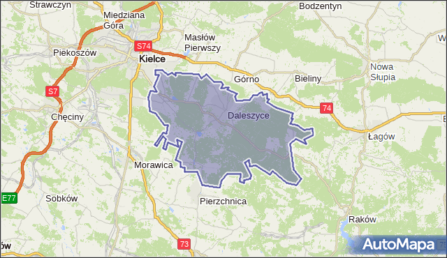 gmina Daleszyce - powiat kielecki na mapie Targeo