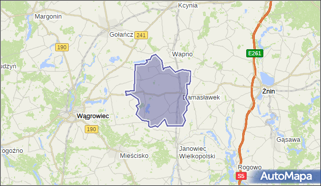 gmina Damasławek - powiat wągrowiecki na mapie Targeo