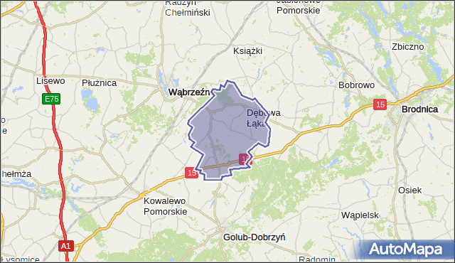 gmina Dębowa Łąka - powiat wąbrzeski na mapie Targeo