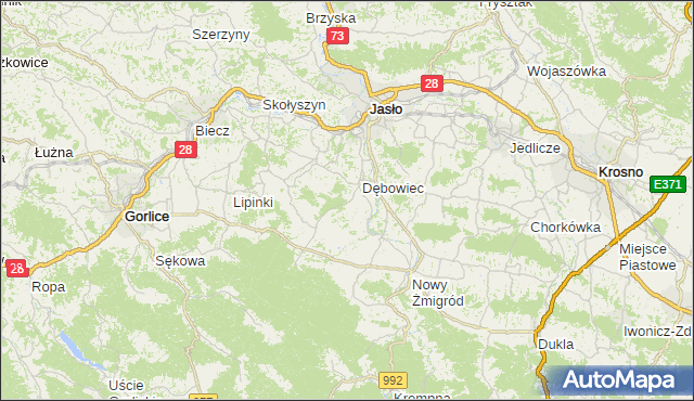 gmina Dębowiec - powiat jasielski na mapie Targeo
