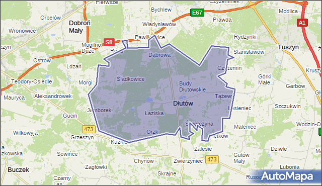 gmina Dłutów - powiat pabianicki na mapie Targeo