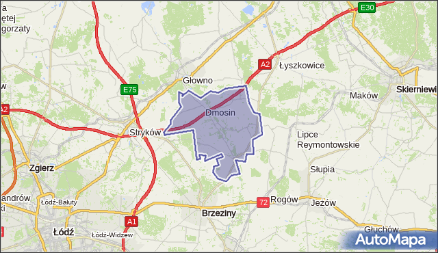 gmina Dmosin - powiat brzeziński na mapie Targeo