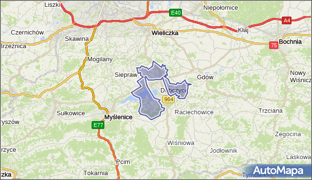gmina Dobczyce - powiat myślenicki na mapie Targeo