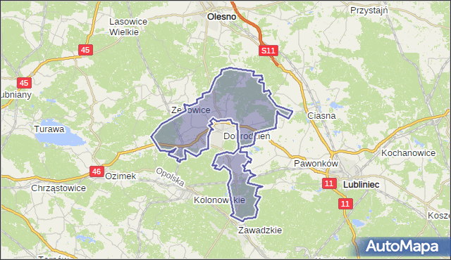 gmina Dobrodzień - powiat oleski na mapie Targeo
