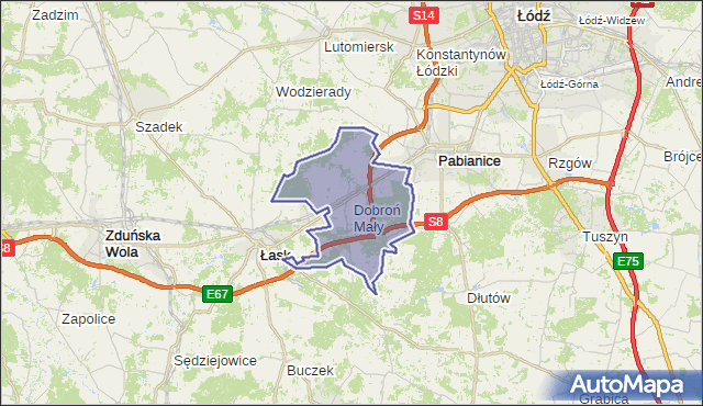 gmina Dobroń - powiat pabianicki na mapie Targeo
