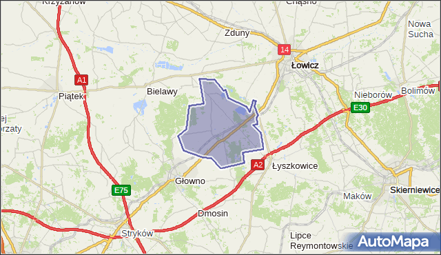 gmina Domaniewice - powiat łowicki na mapie Targeo
