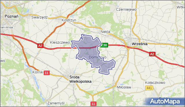 gmina Dominowo - powiat średzki na mapie Targeo
