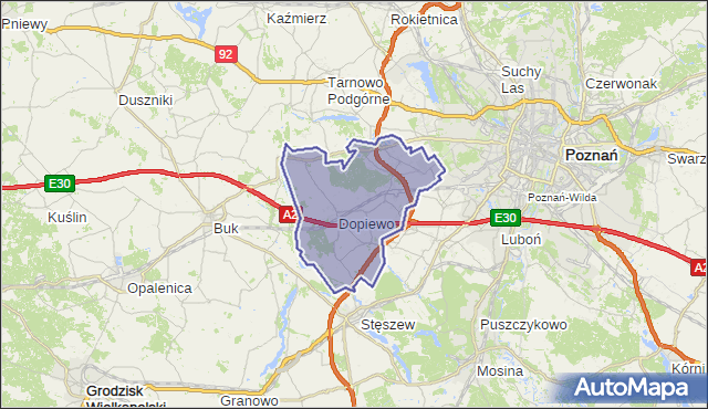 gmina Dopiewo - powiat poznański na mapie Targeo