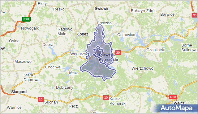 gmina Drawsko Pomorskie - powiat drawski na mapie Targeo