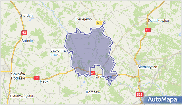 gmina Drohiczyn - powiat siemiatycki na mapie Targeo