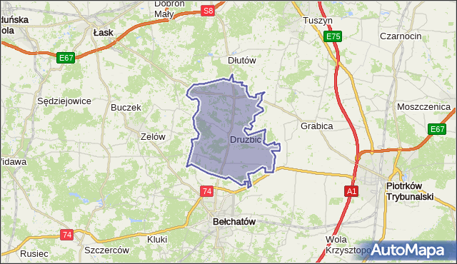 gmina Drużbice - powiat bełchatowski na mapie Targeo