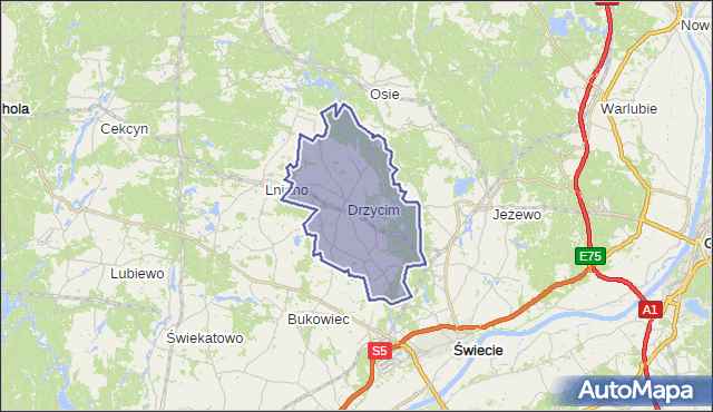 gmina Drzycim - powiat świecki na mapie Targeo
