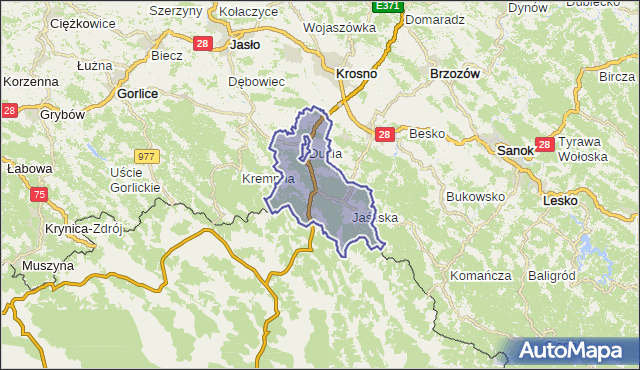 gmina Dukla - powiat krośnieński na mapie Targeo