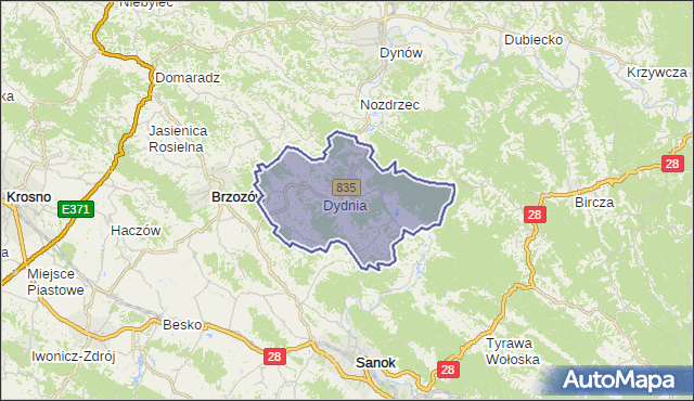 gmina Dydnia - powiat brzozowski na mapie Targeo