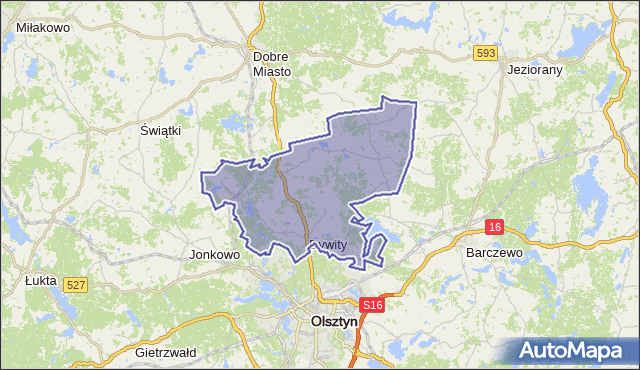 gmina Dywity - powiat olsztyński na mapie Targeo