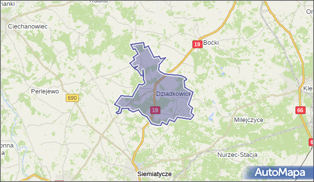 gmina Dziadkowice - powiat siemiatycki na mapie Targeo