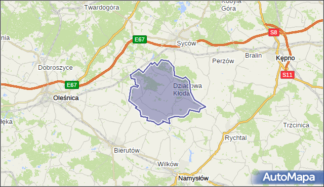 gmina Dziadowa Kłoda - powiat oleśnicki na mapie Targeo