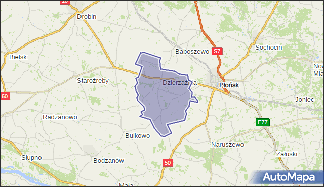 gmina Dzierzążnia - powiat płoński na mapie Targeo