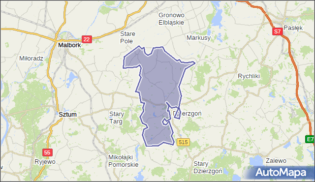 gmina Dzierzgoń - powiat sztumski na mapie Targeo