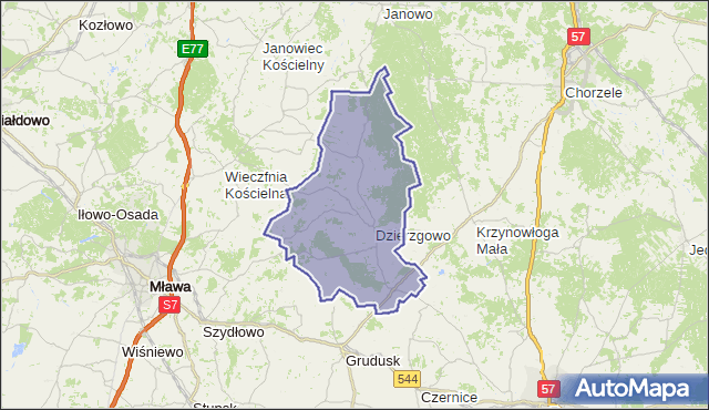 gmina Dzierzgowo - powiat mławski na mapie Targeo