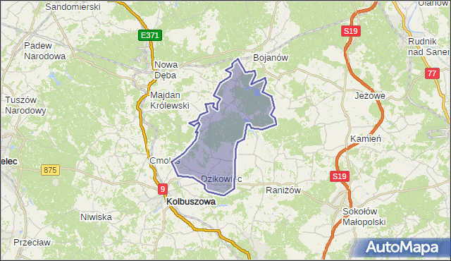 gmina Dzikowiec - powiat kolbuszowski na mapie Targeo