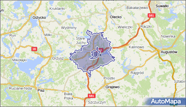 gmina Ełk - powiat ełcki na mapie Targeo