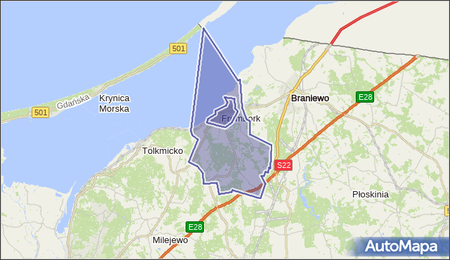 gmina Frombork - powiat braniewski na mapie Targeo