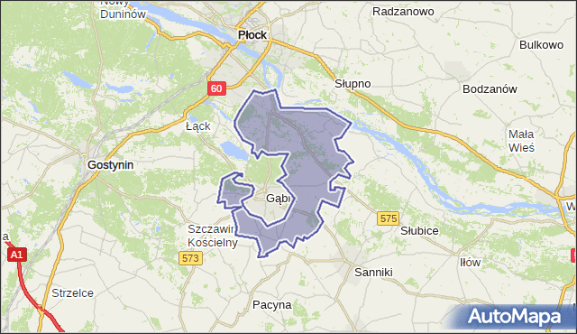 gmina Gąbin - powiat płocki na mapie Targeo