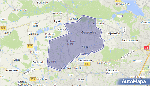 gmina Gaszowice - powiat rybnicki na mapie Targeo