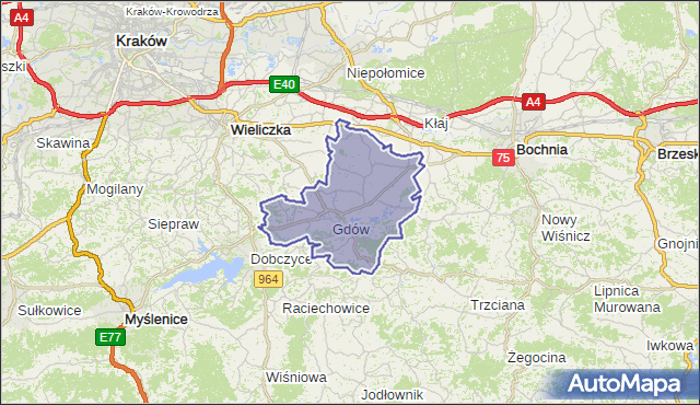 gmina Gdów - powiat wielicki na mapie Targeo