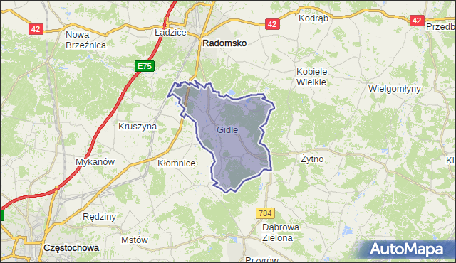 gmina Gidle - powiat radomszczański na mapie Targeo