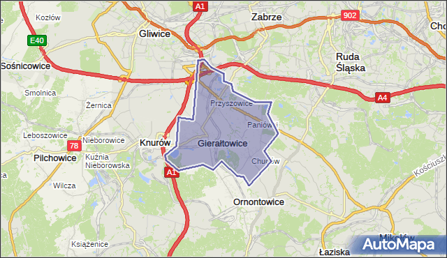 gmina Gierałtowice - powiat gliwicki na mapie Targeo