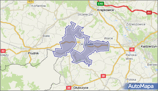 gmina Głogówek - powiat prudnicki na mapie Targeo